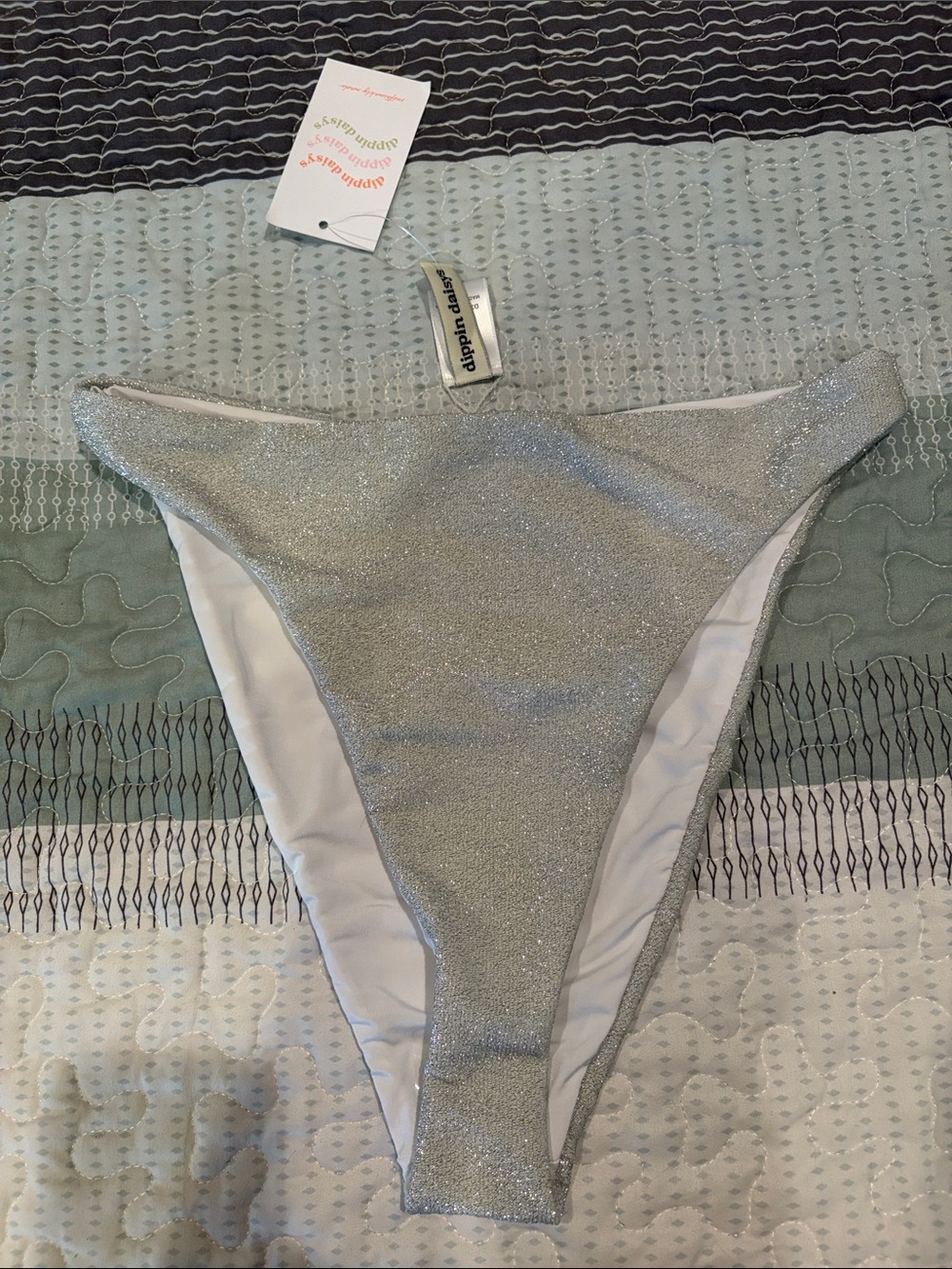 Dippin' Daisy's Silver Shimmer High-Cut Bikini Bottom